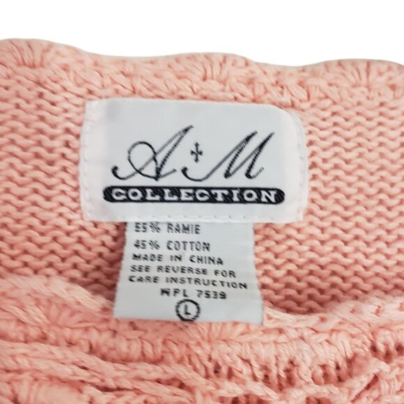 Vintage Pink Knit Crochet Floral‎ Sweater Grannycore Casual Boho Chic Classic - Picture 4 of 9